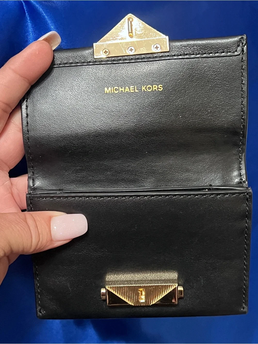 Michael Kors Black Leather Wallet with Gold Lock